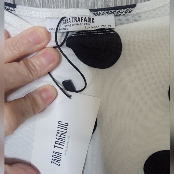 NWT Zara Trafaluc Black and White Polka Dot Midi Dress - Picture 2 of 3